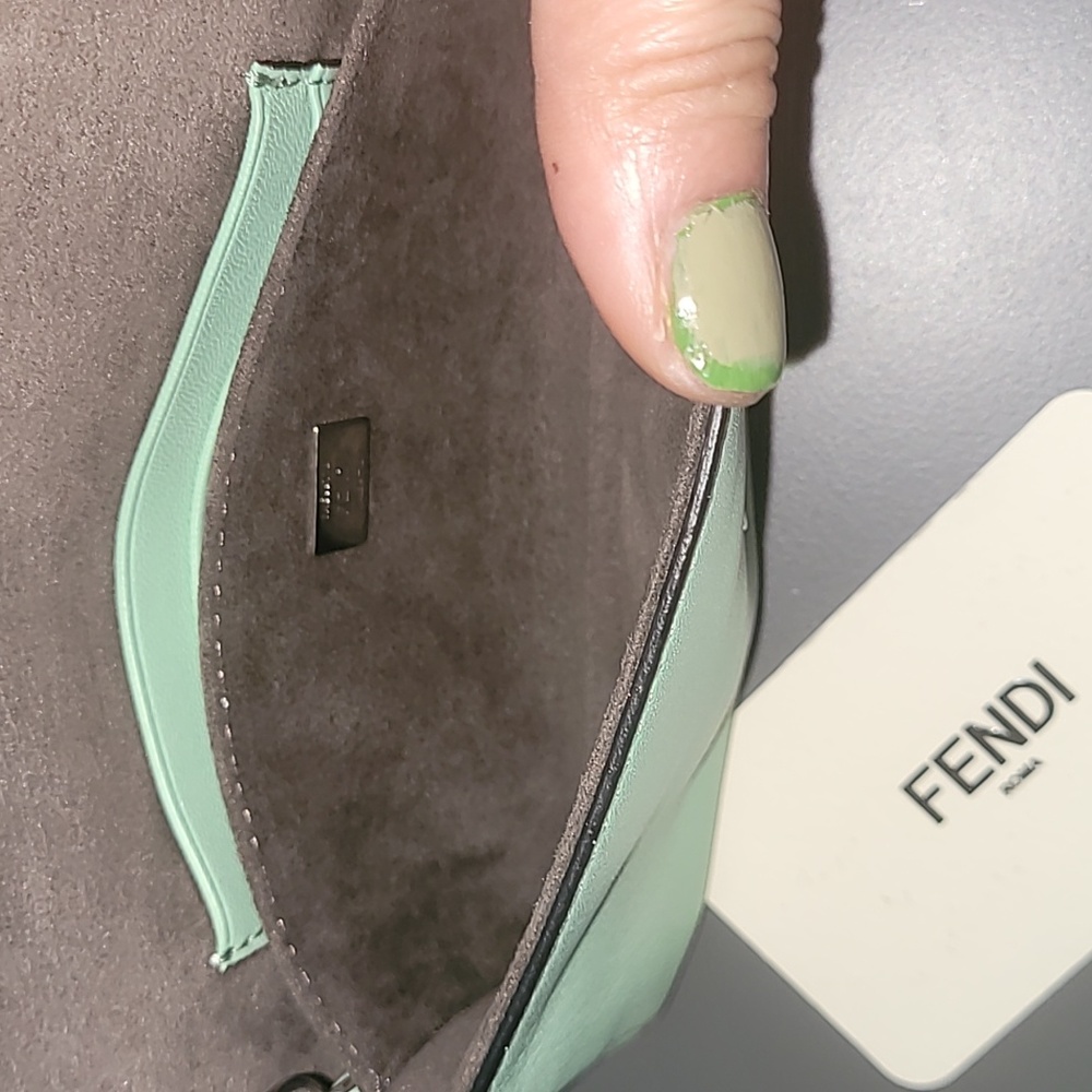 *SOLD FENDI Light green Leather and Fox Fur Micro Buggie Baguette Bag - Picture 5 of 9